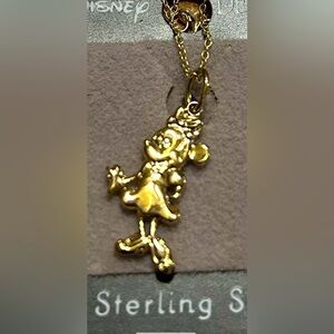 Disney Goldtone Sterling Silver Minnie Mouse Necklace 15’